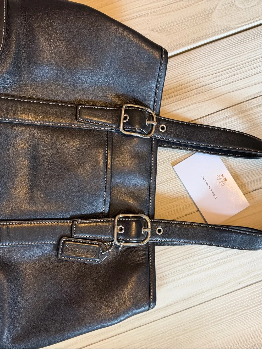 Vintage Coach Hamptons Black Leather Carryall Tote Bag Satchel Y2K 7588